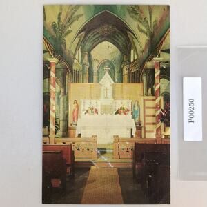 Vtg St Benedict's Catholic Church Hawaii Postcard 1950s Honaunau Kona Interior